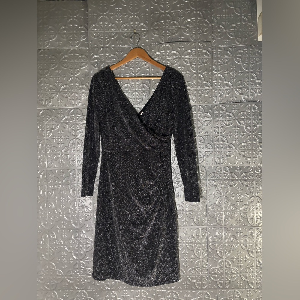 RALPH LAUREN Green Label Metallic Long Sleeve Midi Evening Dress cocktail party